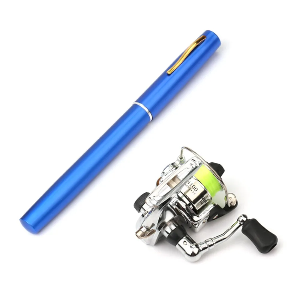 Durable Pen Shape Fishing Reel Combo Collapsible Mini Fishing Pole Kit 1.6m Fishing Rod Set Freshwater Fishing