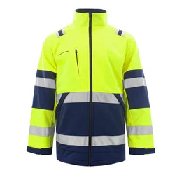 Hi Vis Viz Fleece Warm Jacket Two Tone Workwear Safety Reflective Jacket Men