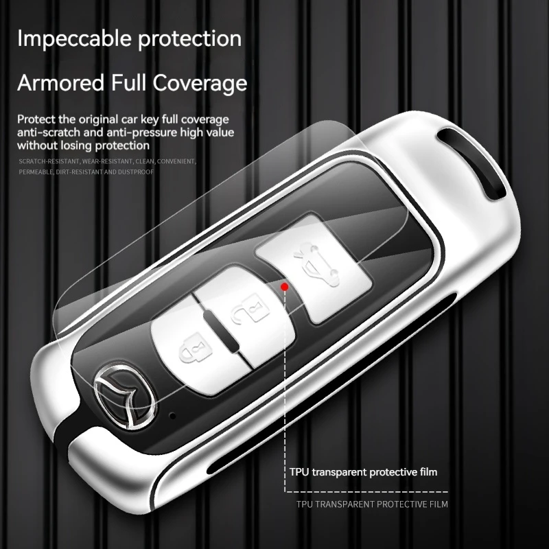 Zinc Alloy Car Key Holder for Mazda Axela Atenza 3 2 6 CX3 CX5 CX30 CX8 CX9 MX5 RX7 RX8 SKYACTIV Remote Protector Car Key Cover