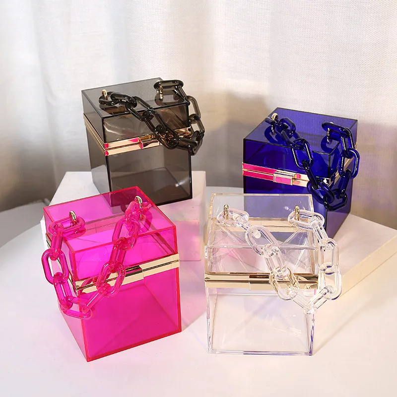 

Transparent Acrylic Square Box Bag Portable Transparent Women's Bag Cross-Border Hot Bag Fashion All-Match Acrylic bag