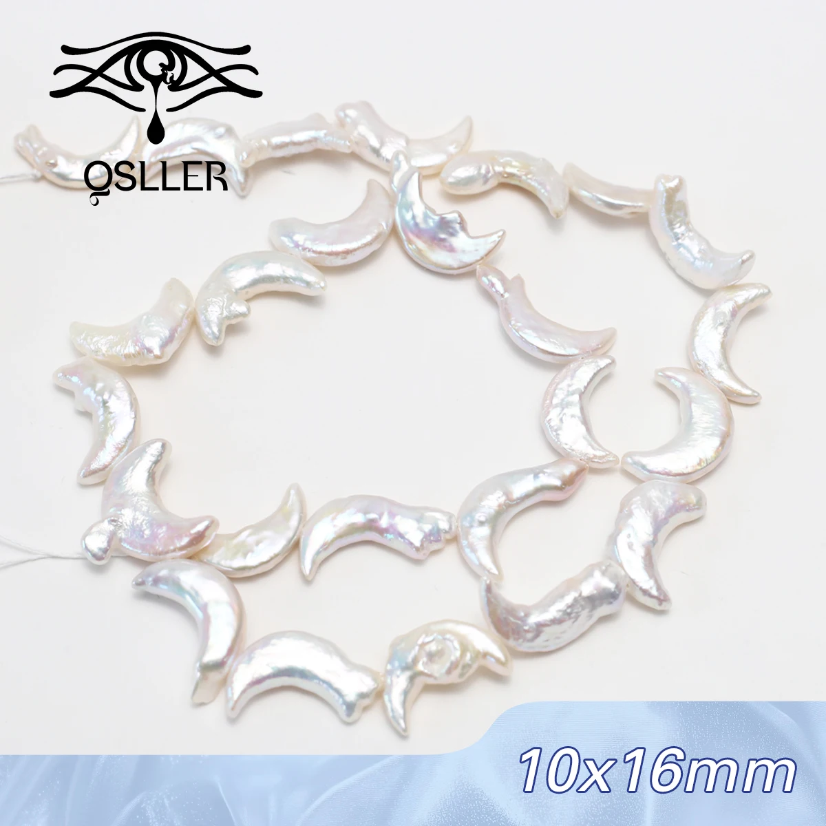 

QSLLER Pearl Baroque Natural Freshwater Pearl Moon Shaped Beads Charms for DIY Women Men Necklace Jewelry Making Accessories