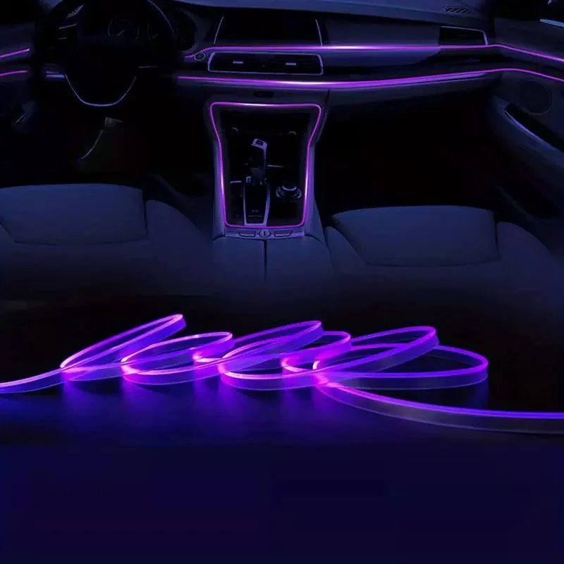 Car RGB Ambient LED Light Strip USB Fiber Optic Atmosphere Lamp Neon Interior Console Decoration Lights colorful 1/2/3/4/5M