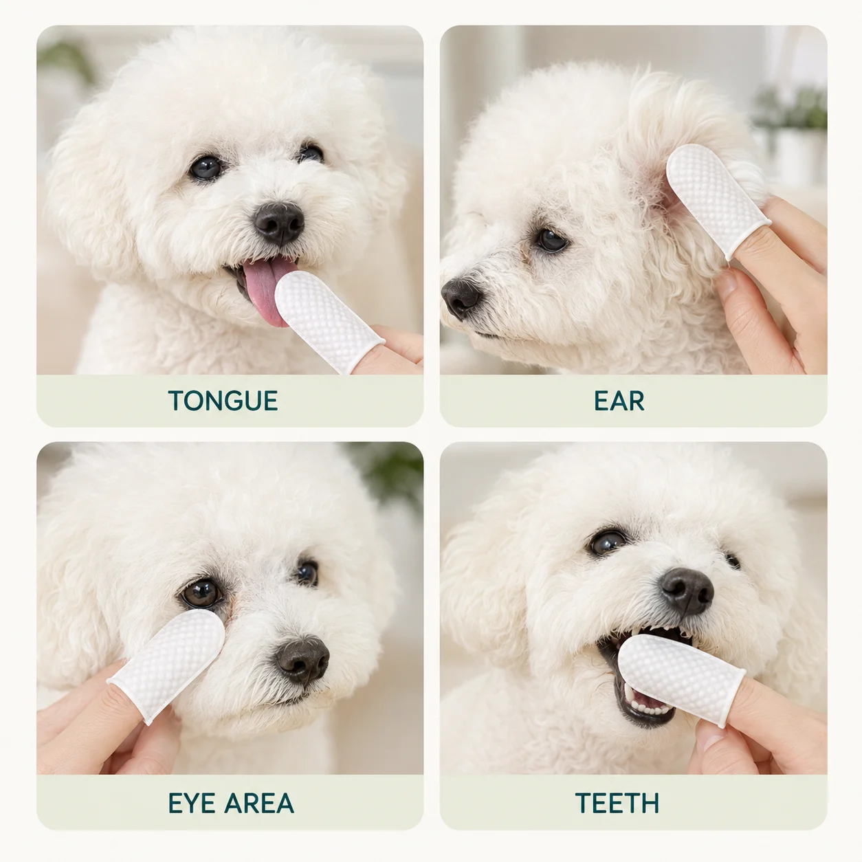 100 Stück Fingerwischtücher für Hunde und Katzen, sanfte Mehrzweck-Reinigungstücher für die tägliche Pflege von Zähnen, Ohren und Augen. – Detail 1