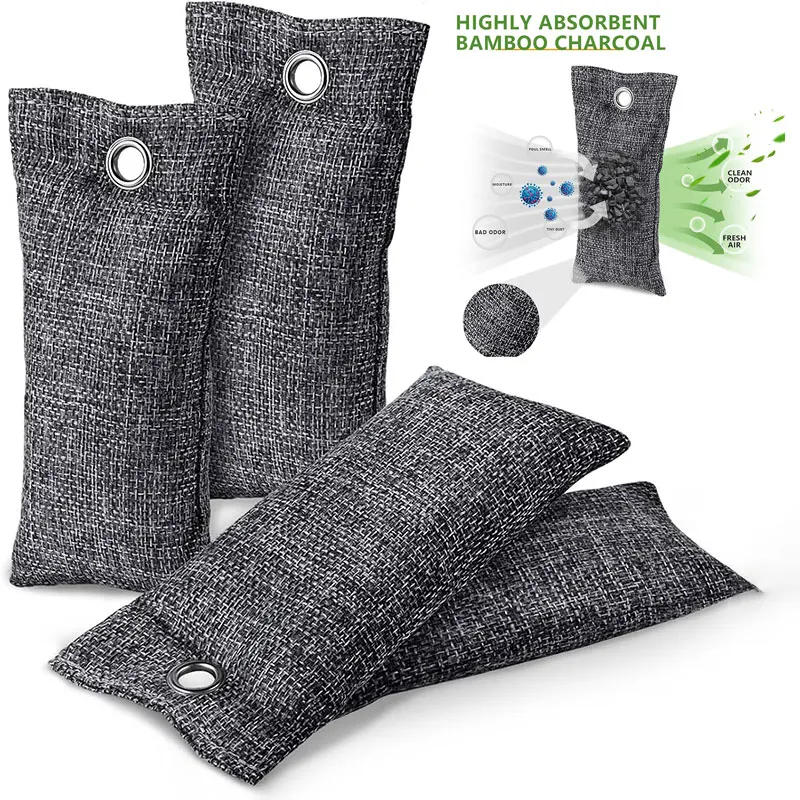 10 bolsas de carbón de bambú natural, purificador de aire, desodorante activado para zapatos y eliminador de olores y humedad.