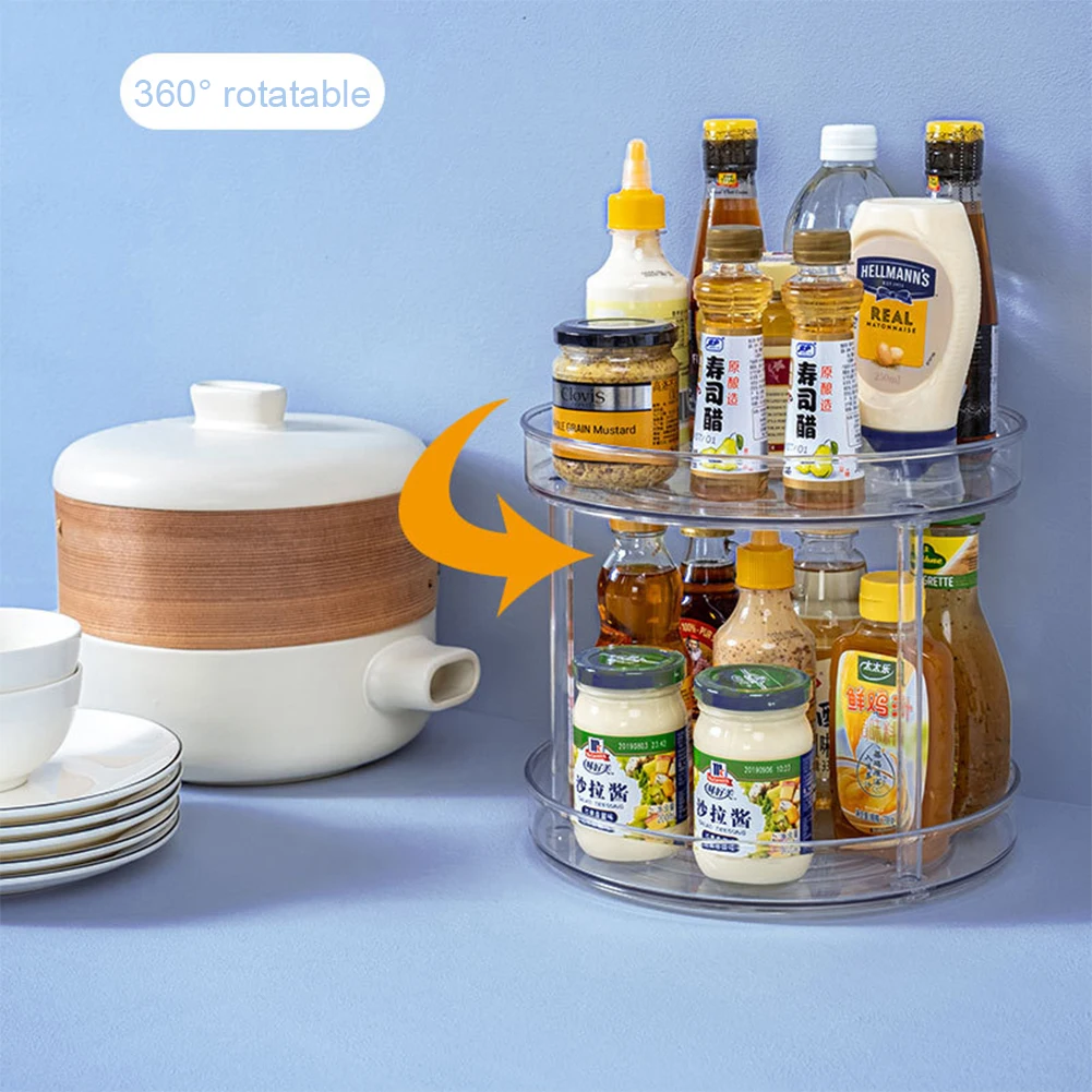 

Rotating Kitchen Spice Storage Rack Bottle Shelf (Small Double Layers)