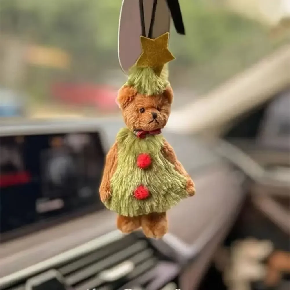 New Christmas Bear Toy Keychain Plush Soft Pendant Creative Cartoon Holiday Decoration Backpack Hanger Mini Cute Christmas Gift