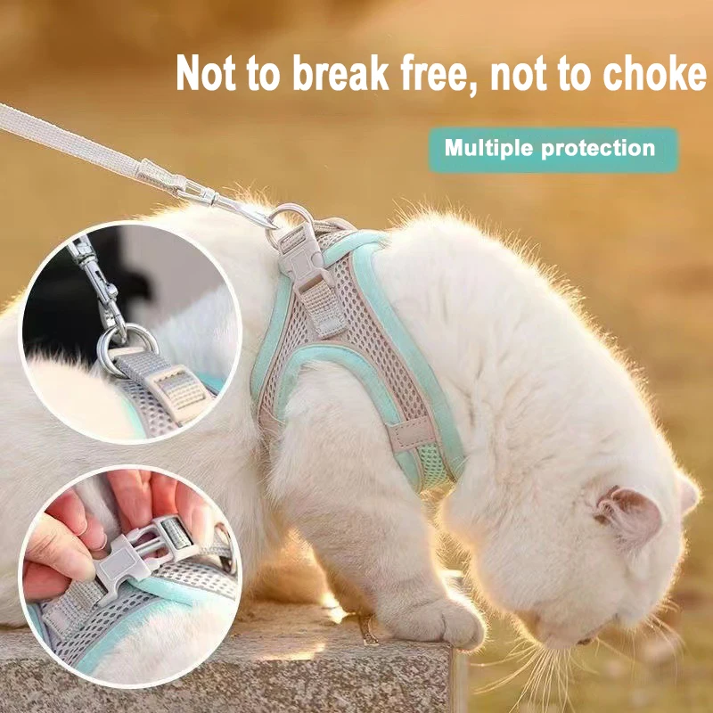 Breathable Puppy Dog Harness Vest Adjustable Outdoor Walking Pet Lead Leash for Small Cat Chihuahua Chest Strap Stuff - view 5