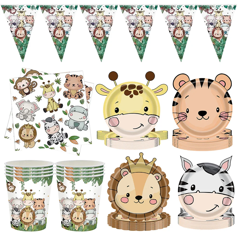 Jungle Animals Party plates cups napkins Tableware kids Jungle Safari Animals Birthday Party Decoration Jungle Animals balloon