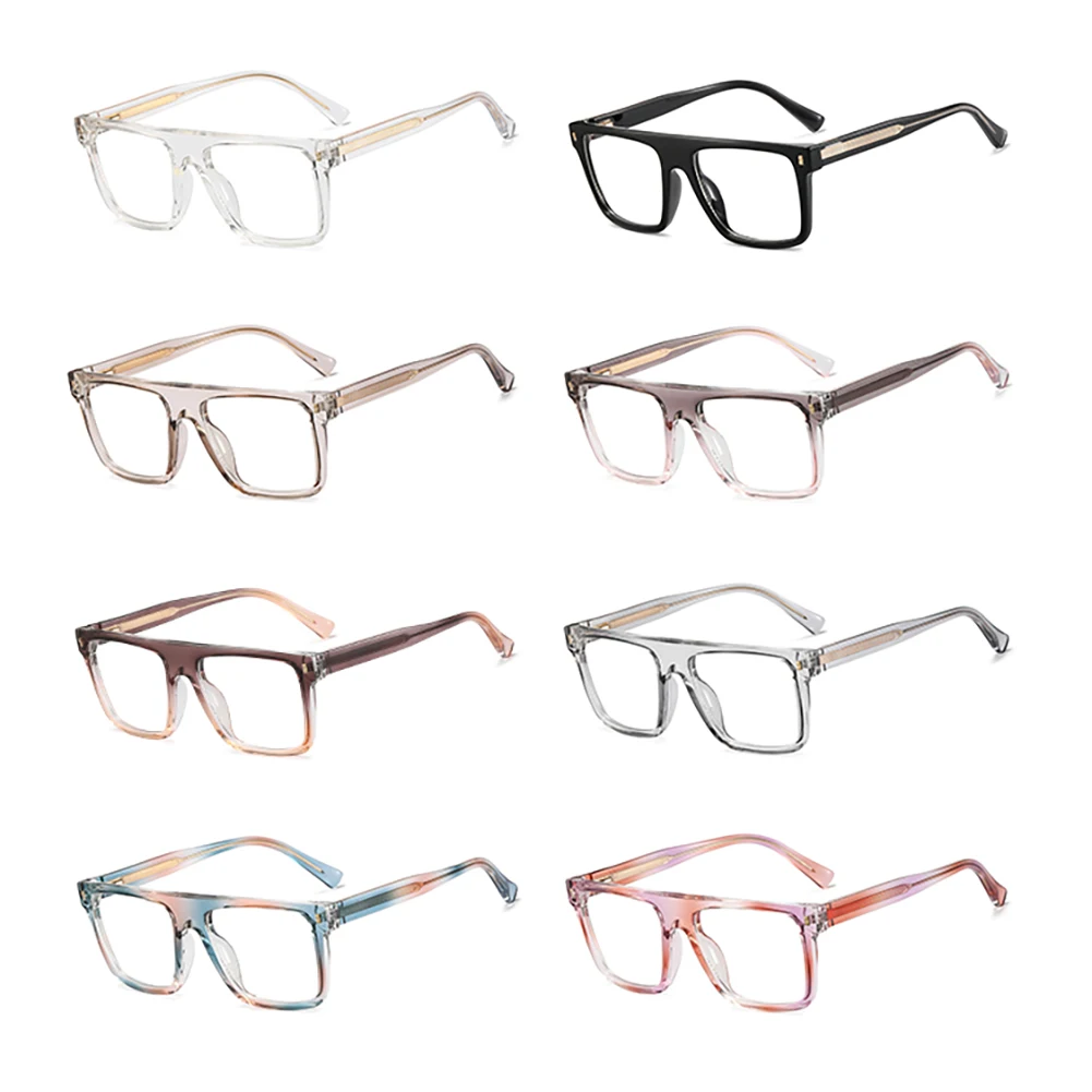 Peekaboo clear lens thick big glasses frame women trendy TR90 square glasses anti blue light male acetate gradient coloful