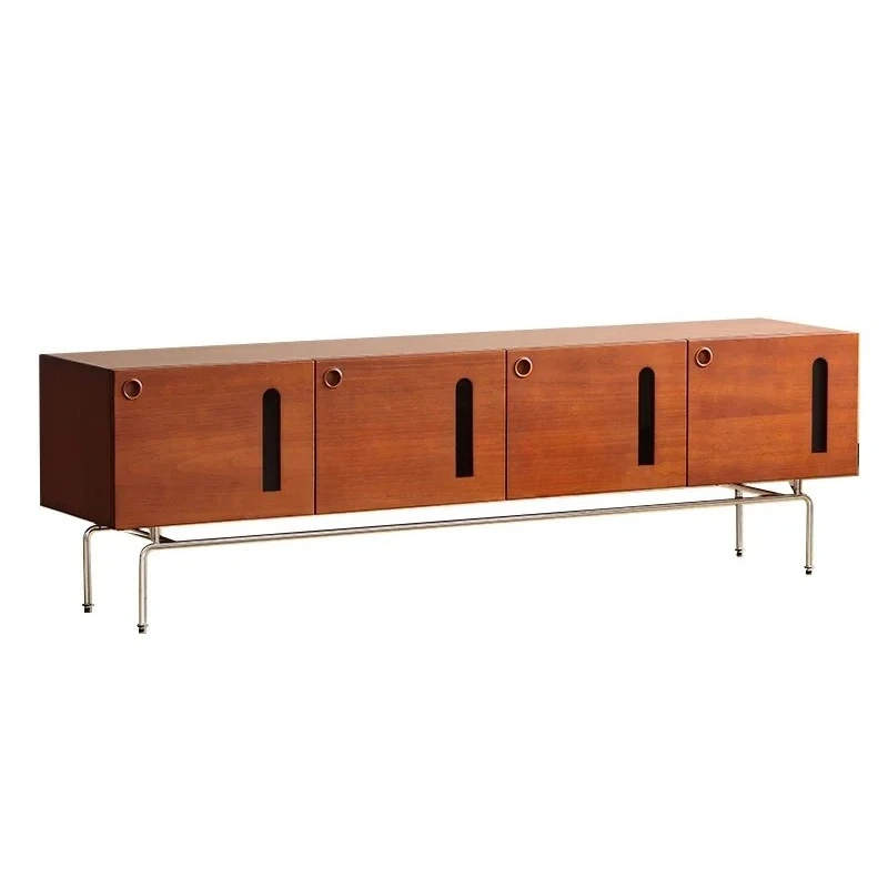 

smt1 Solid wood TV cabinet, antique floor cabinet, small apartment living room retro locker