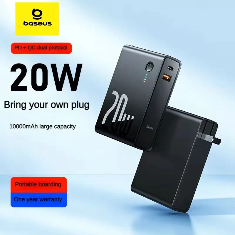 

Baseus Mobile Power Adapter Charging Bank 2-in-1 Portable Charger Plug 20W Fast Charge 10000mA Suitable for Huawei Xiaomi iPhone