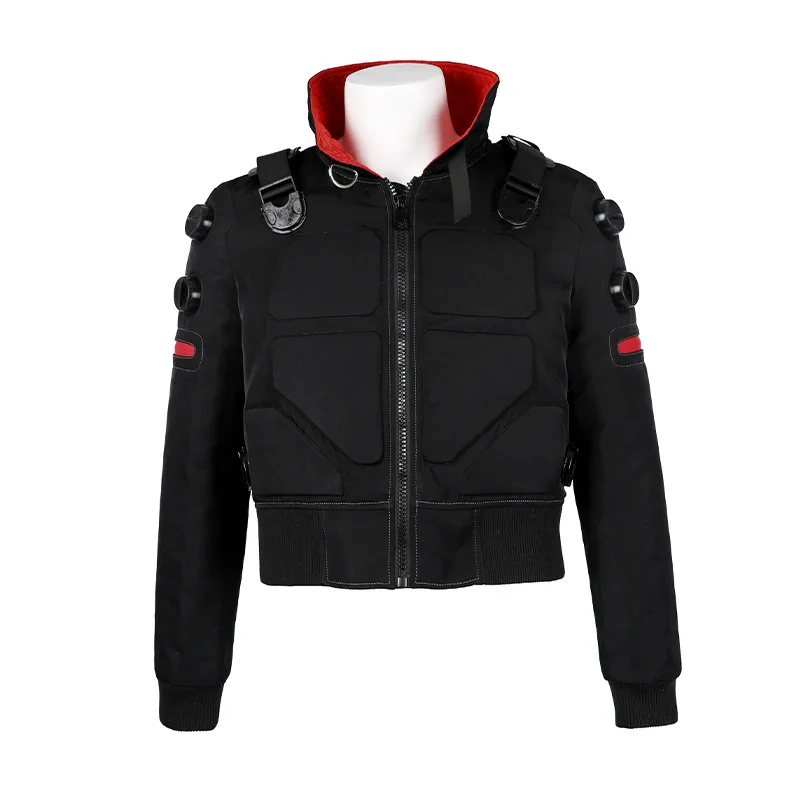 

Game Cosplay Jackie Costume For Men Punk Retro Black Jacket New Year Racing Coat Halloween Carnival Party Streetwear