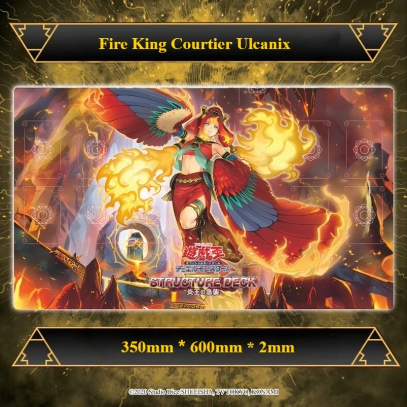 

2MM Original DIY Yugioh Fire King Courtier Ulcanix Play Mat Yu-Gi-Oh! TCG OCG Trading Card Game Mat Rubber Mouse Pad