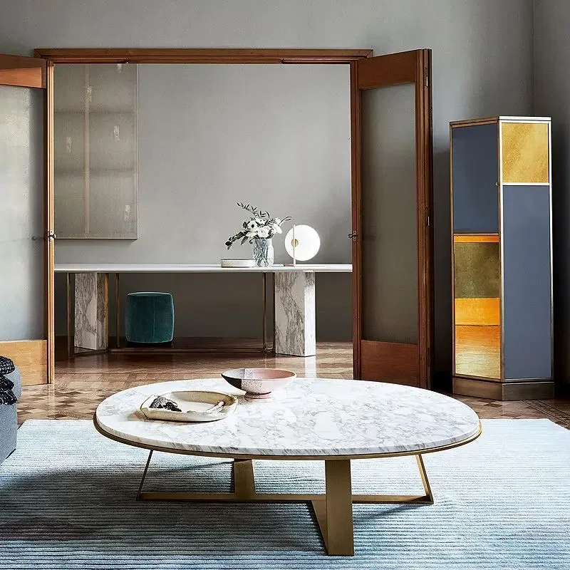 

Для скандинавского современного простого овального мраморного чайного столика, светильник, роскошный элегантный журнальный столик для мебели для гостиной