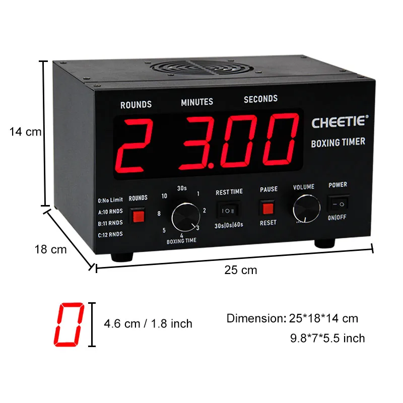 CP20 Professional Classic Digital Boxing Interval Gym Timer for Muay Thai Mma Kickboxing Martial Arts Training