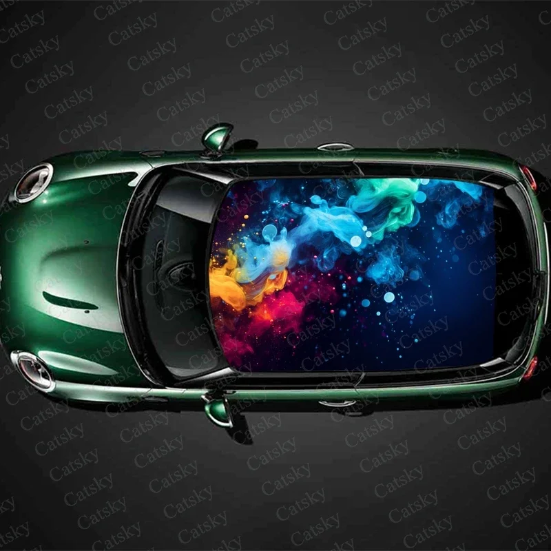 Colorful Paint Splatters Car Roof Sticker Wrap Racing SUV Accessories Packaging Painted PVC Custom Car Graphic Decal