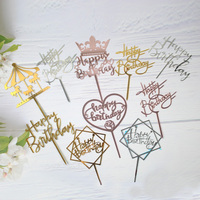 Happy Birthday Cake Topper Supplies Acrylic Baking Insert Cake Decorations tools wedding Birthday Party Cake Top Flag Cupcake