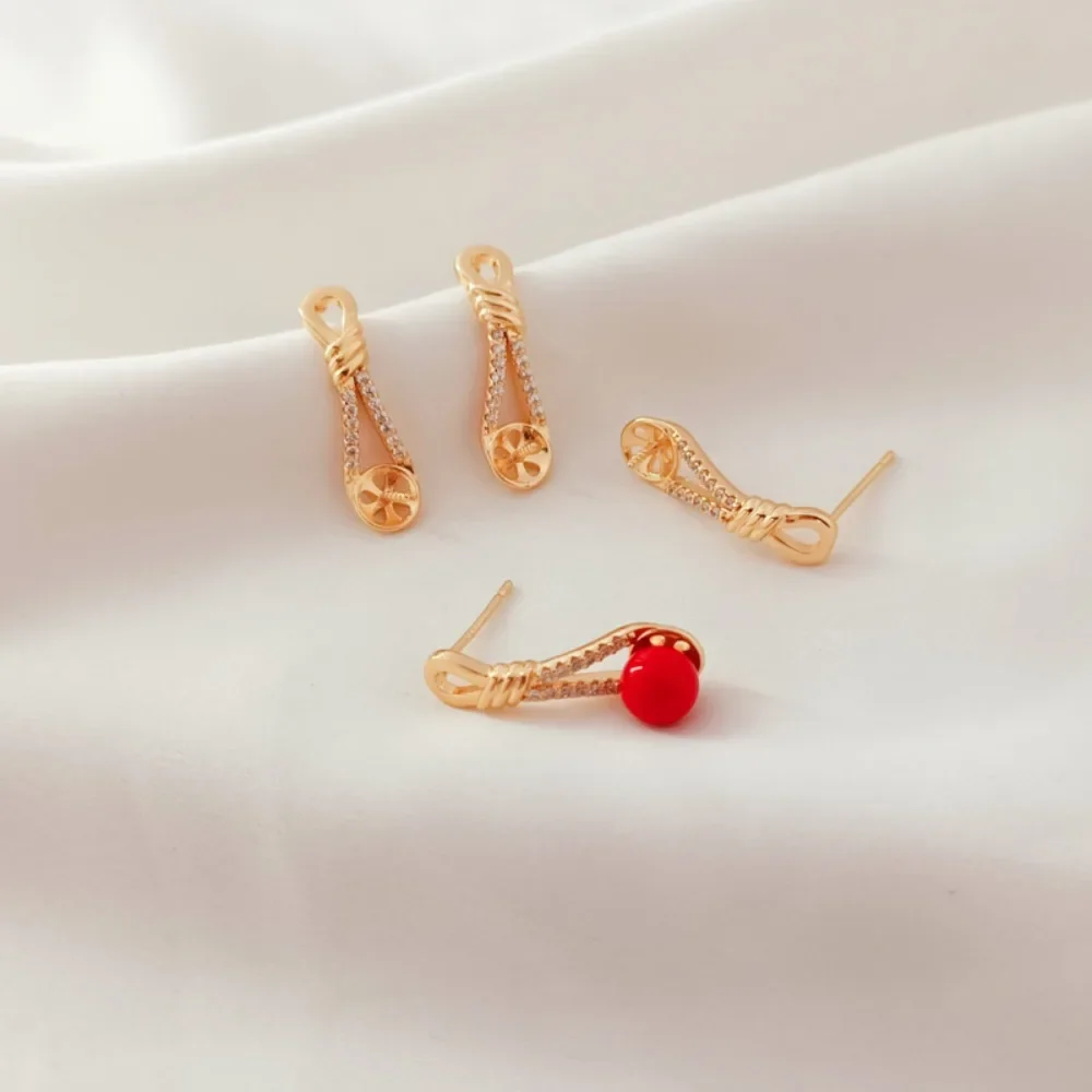 

Позолоченные 14 карат и инкрустированные цирконом туфли на высоком каблуке, пустая подставка, серебряные серьги-шпильки S925, аксессуары ручной работы «сделай сам»