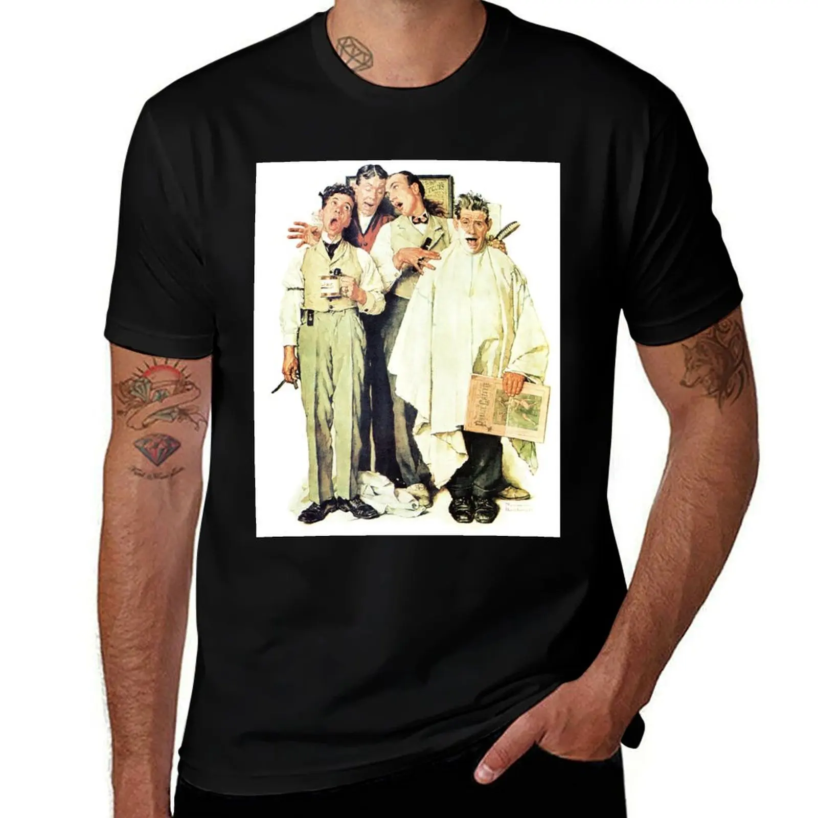 

Barbershop Quartet 1936 Norman Rockwell T-Shirt Retro Style Print Casual Top