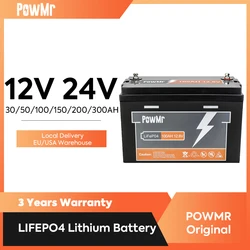 PowMr 24V 12V LiFePO4 bateria Powerwall baterie litowe 100AH 150AH 200AH 300AH Max 4PCS seria równoległa