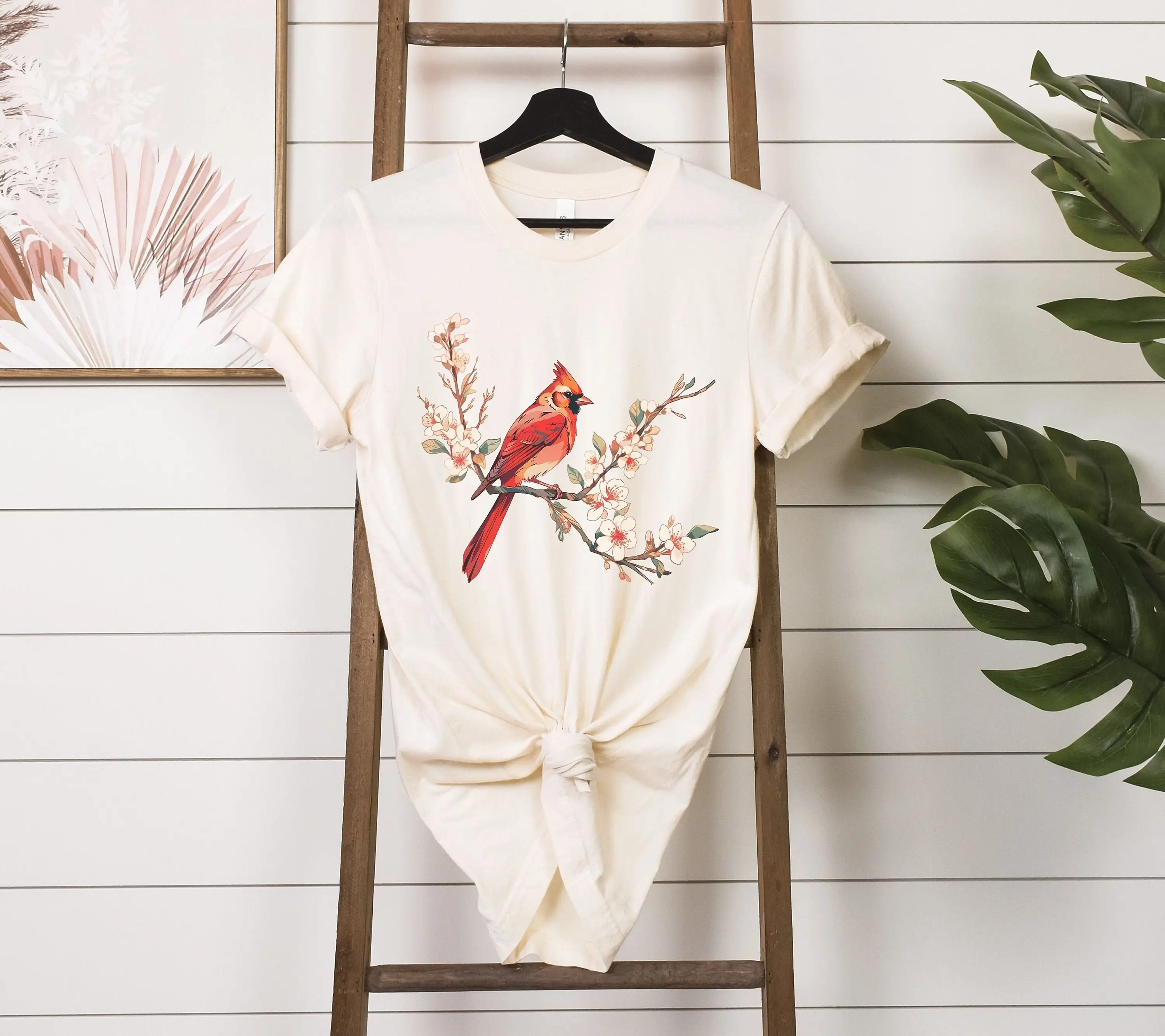 Cardinal Bird T Shirt Crewneck Red Dogwood Lover