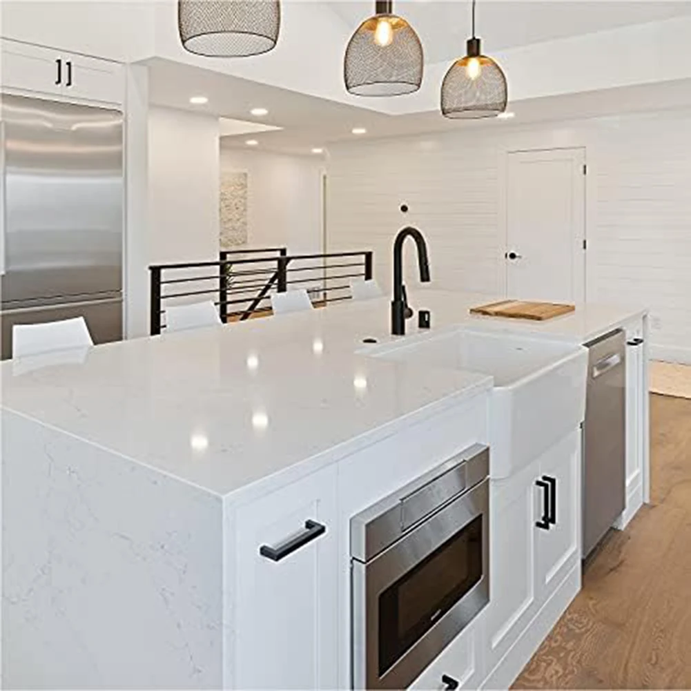 Modern Matte Black Cabinet for pulls for Kitchen and Bathroom 10 Pack Stainless Steel Drawer Handles with Comfortable Grip