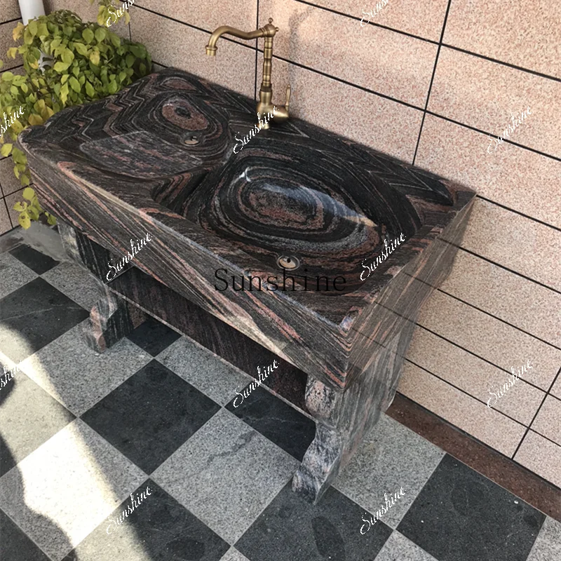 Balcony Outdoor Courtyard Marble Laundry Pool with Rubbing Board FT