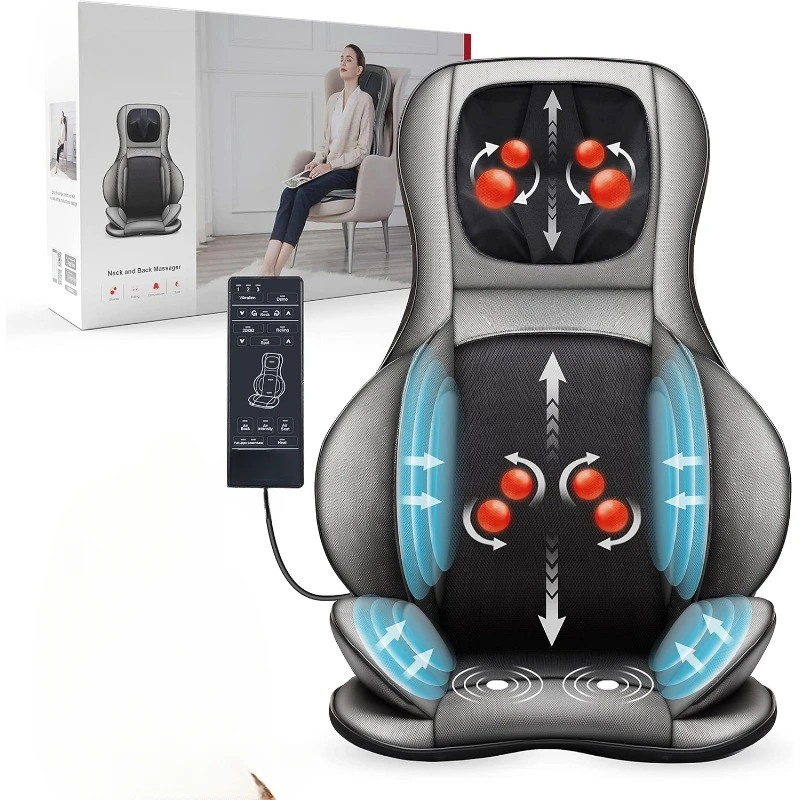 Shiatsu Neck BackHeat and Compression App-controlled 2Dor3D Deep Tissue Kneading Massage Chair Cushion, Full Body Massage Chair,