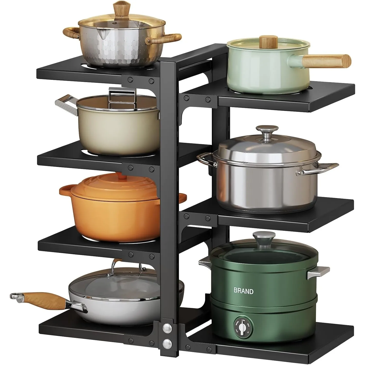 7-stufiger Topforganizer Küchenaufbewahrungsregal Mehrzweck-Topf- und Pfannenregal Küchen-Unterschrank-Organizer für Töpfe, Pfannen und Deckel
