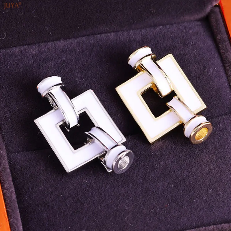 JUYA Enamel Hook Clasps Fasteners Plated 18K Gold Silver Connector For DIY Needlework Pearls Jewelry Making Supplies Accessories