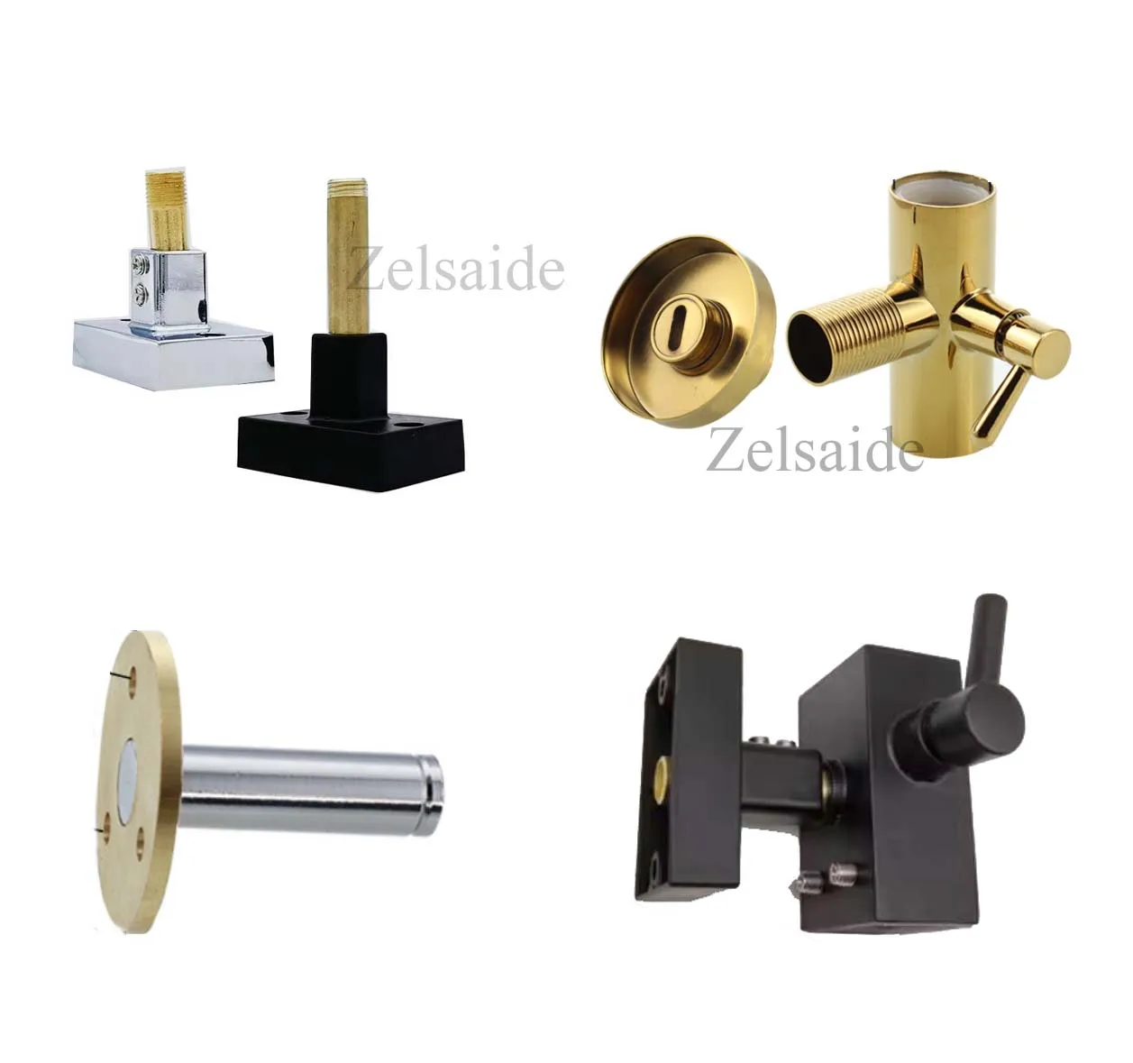 zinc alloy square round shower rod holder black golden silver white gun gray color