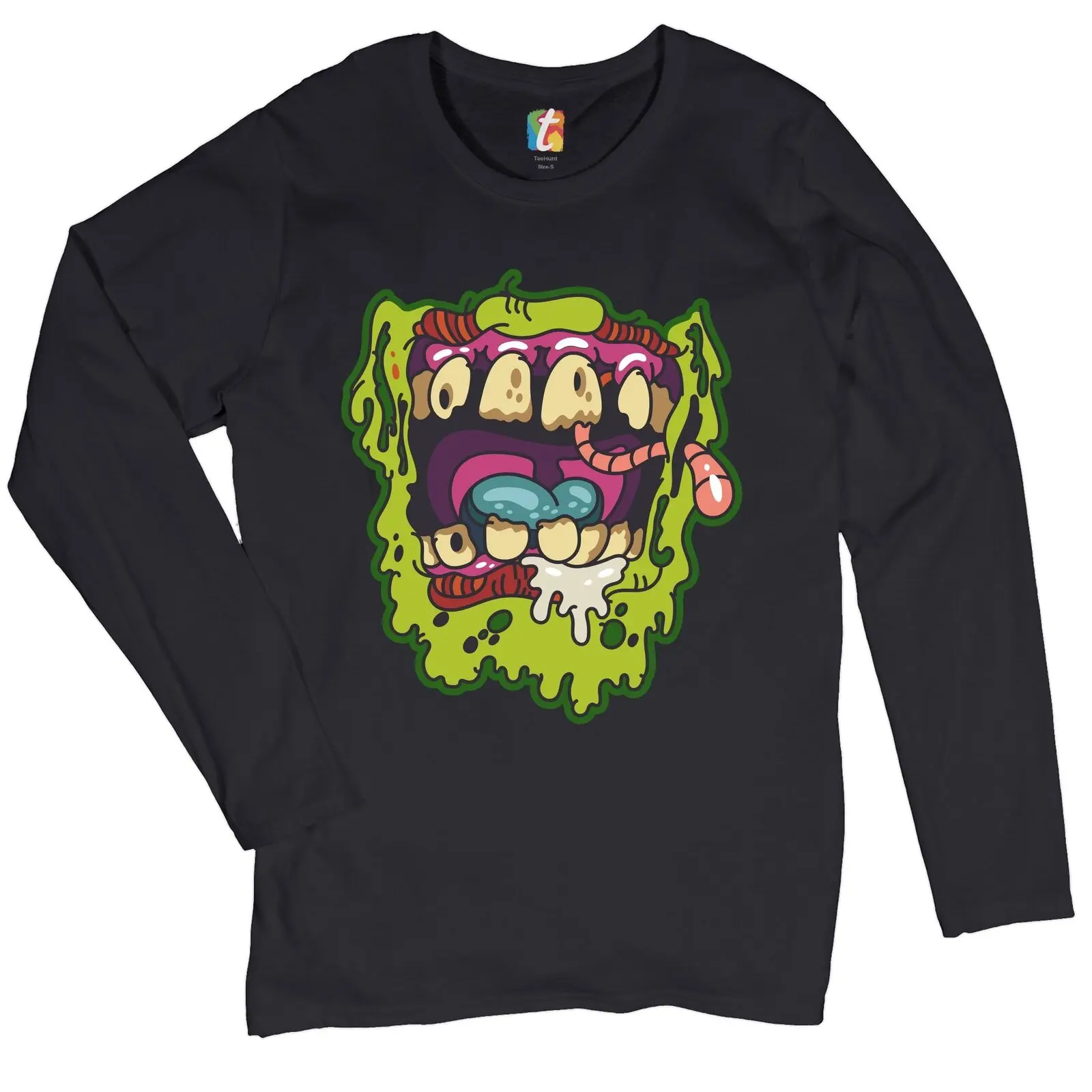 Creepy Zombie Mouth Women's Long Sleeve T-shirt Halloween Living Dead