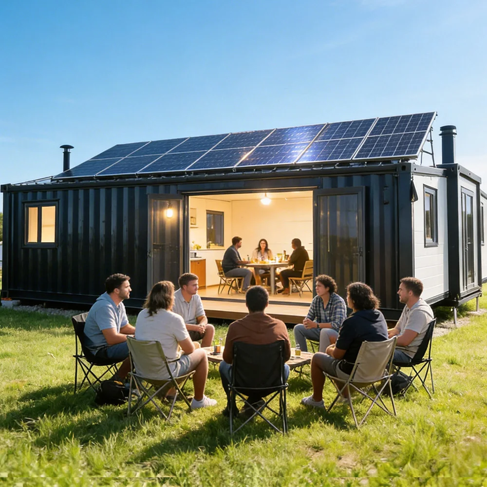 20FT Foldable Container House Off Grid Solar Kit Mobile Shop Portable Classroom Modular Building Fast Assembly CE Certified