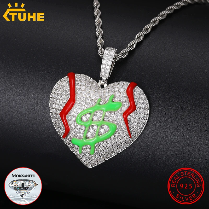 

Высококачественная Люминесцентная Подвеска S925, Муассанит, ожерелье, веревочная цепочка для мужчин, хип-хоп, ювелирные изделия, подарок для ночного клуба