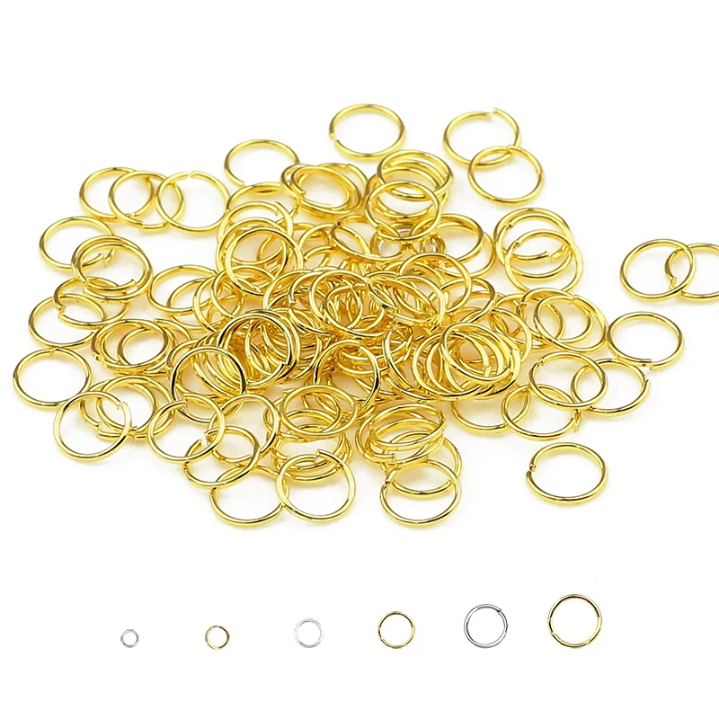 120-520pcs/lot Gold Plated Open End Single Jump Ring Lobster Clasp Connector Split Ring Fitting DIY Jewelry Making Accessories