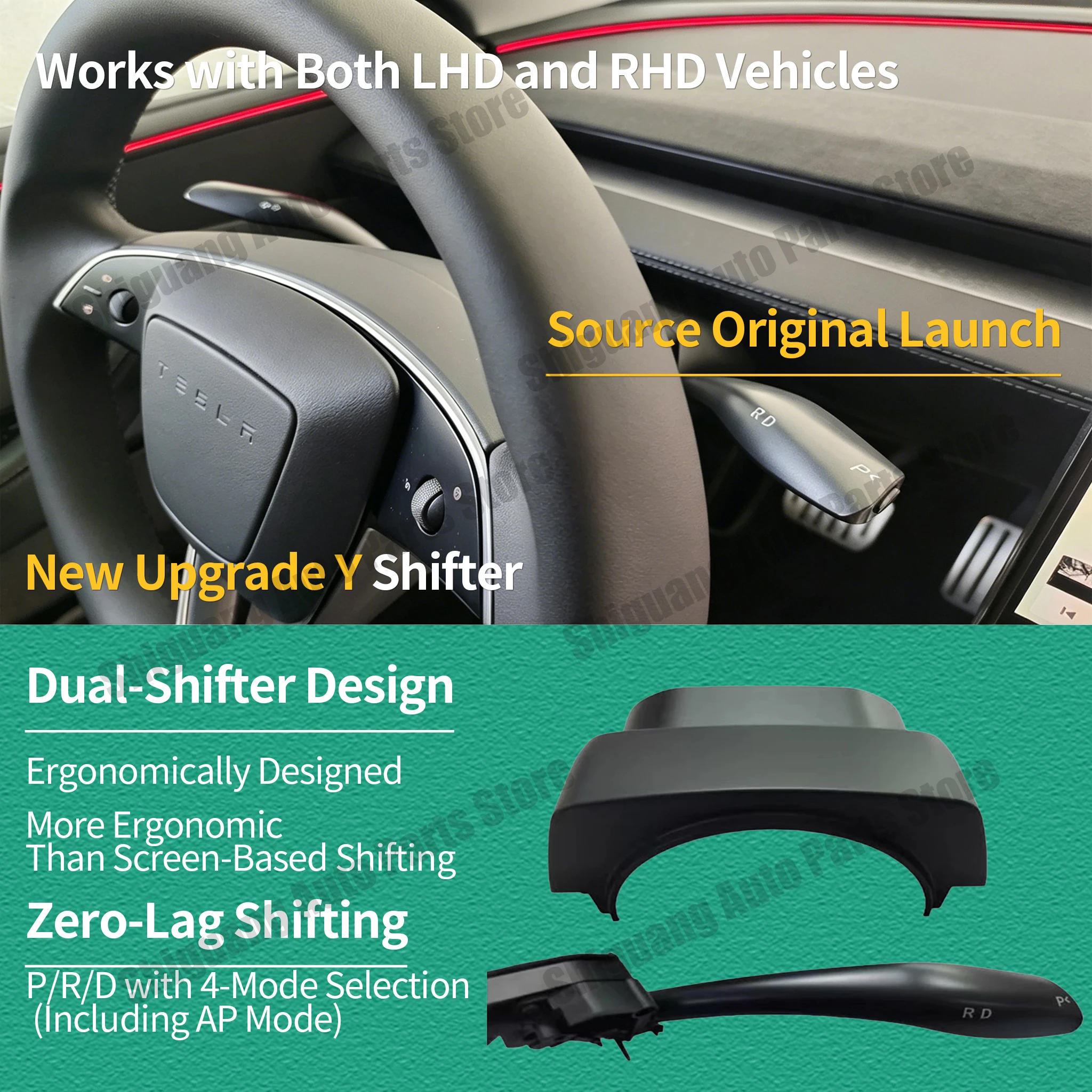 Gear Shift Lever Stalk for Tesla Model Y Juniper & YL 2025 - 2026 D R N P AP Electric Brake Plug Play LHD RHD OEM Upgrade Kit