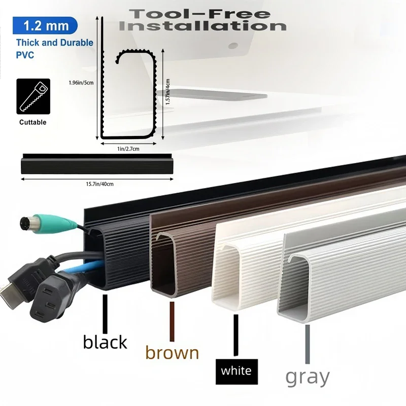 Cable Tray Under Desk - Organiseur de câbles auto-adhésif pour bureau,