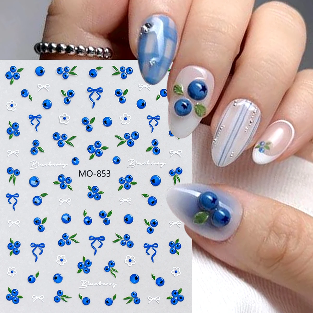 3D Embossed Fruit Nail Art Stickers, Summer Fruit Nail Stickers, Strawberry, Blueberry, Watermelon, Summer Nail Design Stickers