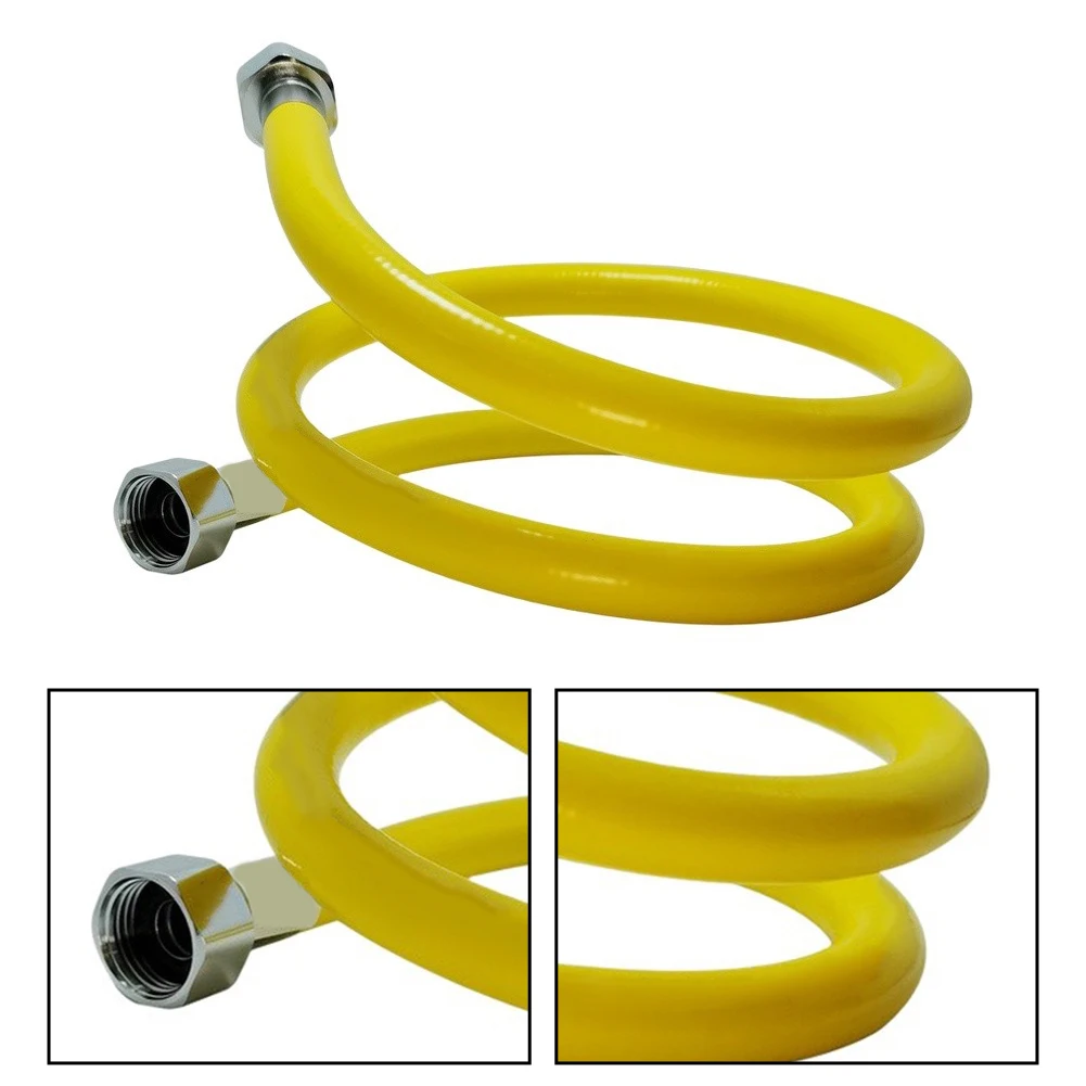 34 Inch Stainless Steel Corrugated Gas Hose Brass Finish NPT Thread For Stove Connection High Temperature Resistant Heating Part