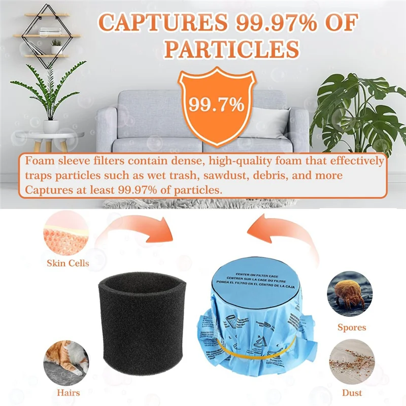 BAAM-Сменные стопорные ленты для дисковых фильтров из сухой бумаги Shop Vac — пенопластовый рукав 90107, подходит для 5 галлонов и больших единиц