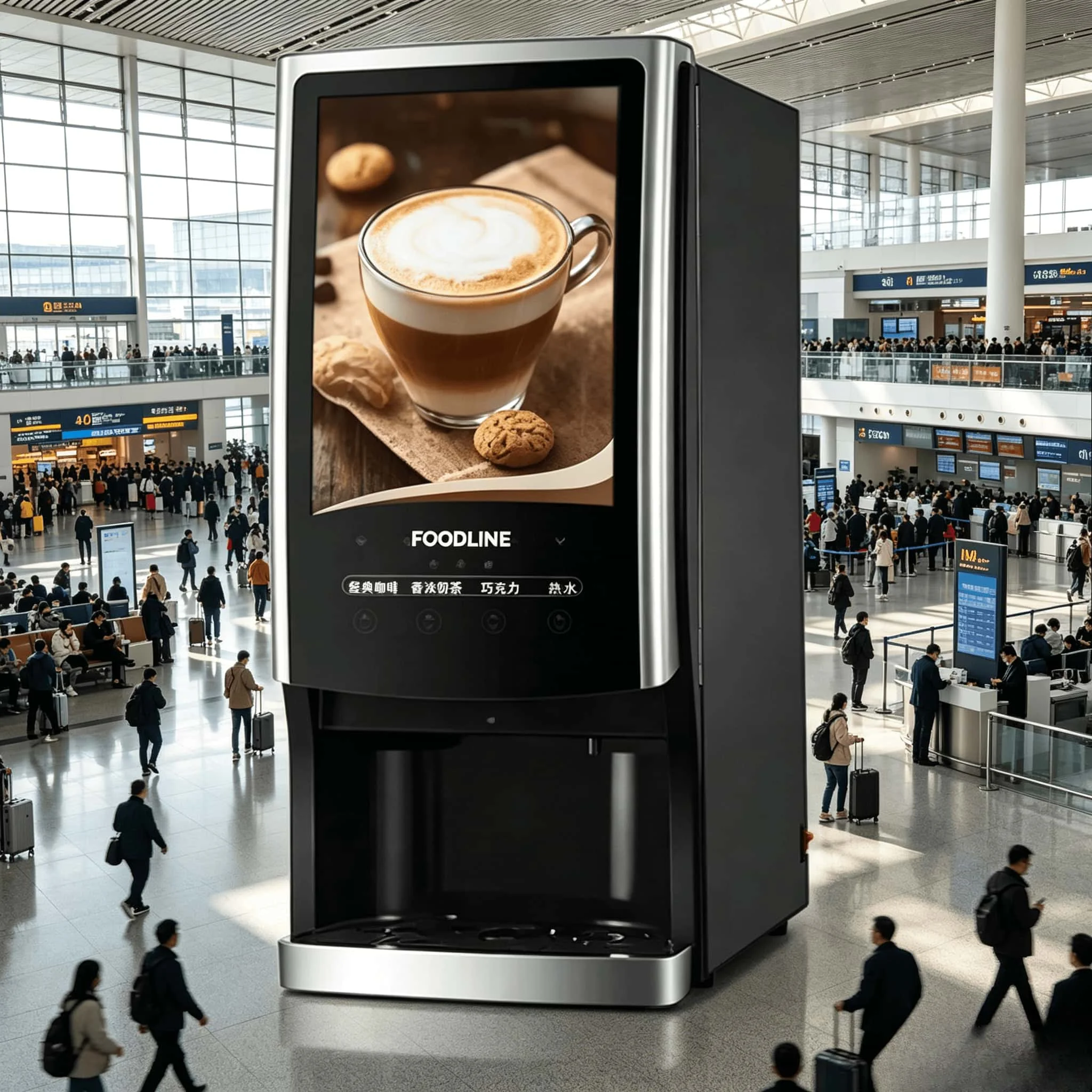 FOODLINE Custom Painting Coffee Vending Automat Independent Powder Box Latte Cappuccino Drink Vending Cabinet