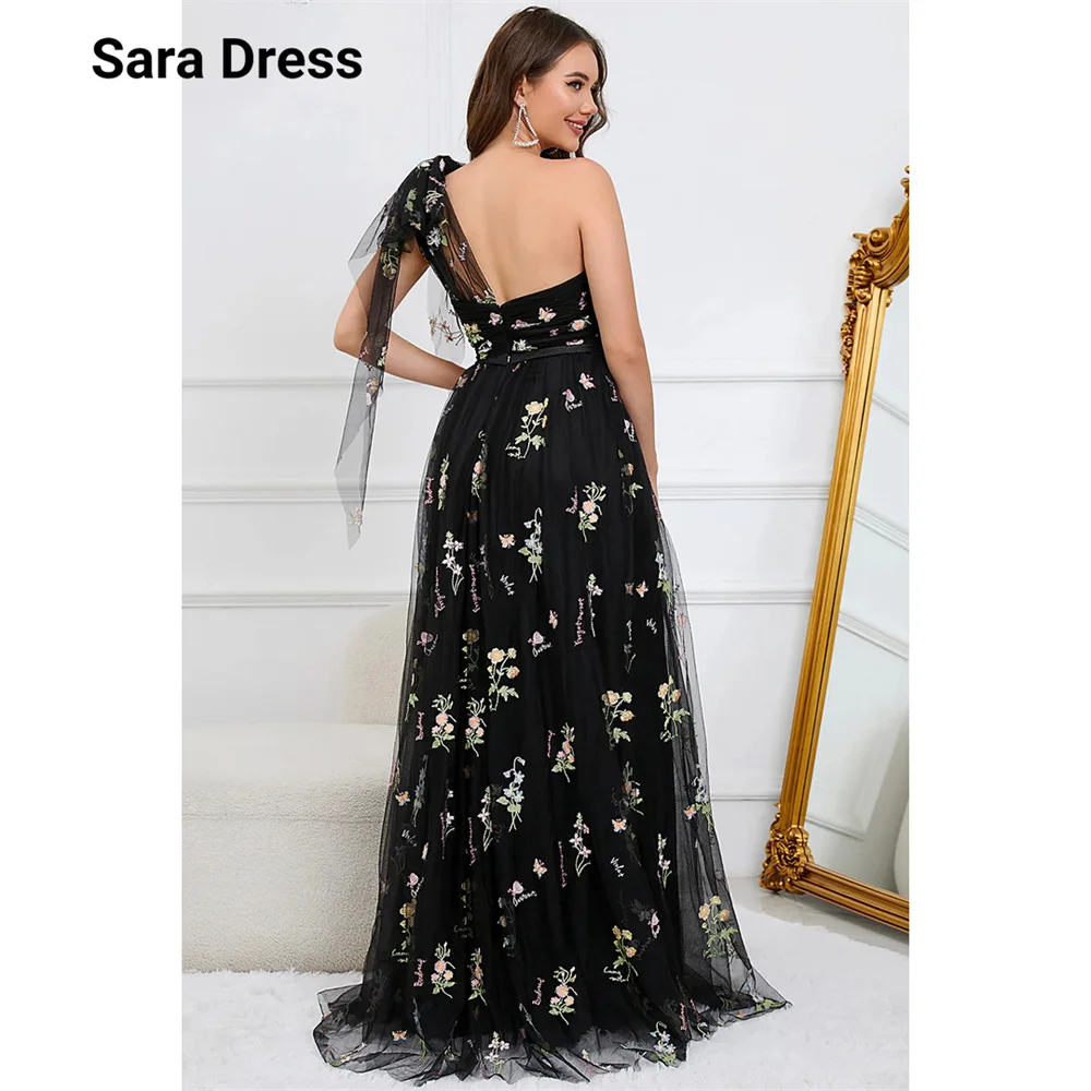 Sara Custom Floral Lace One Shoulder Sleeveless Multi-layer Elegant Dresses for Women Long Party Dresses Luxury 2026 Gala Dress