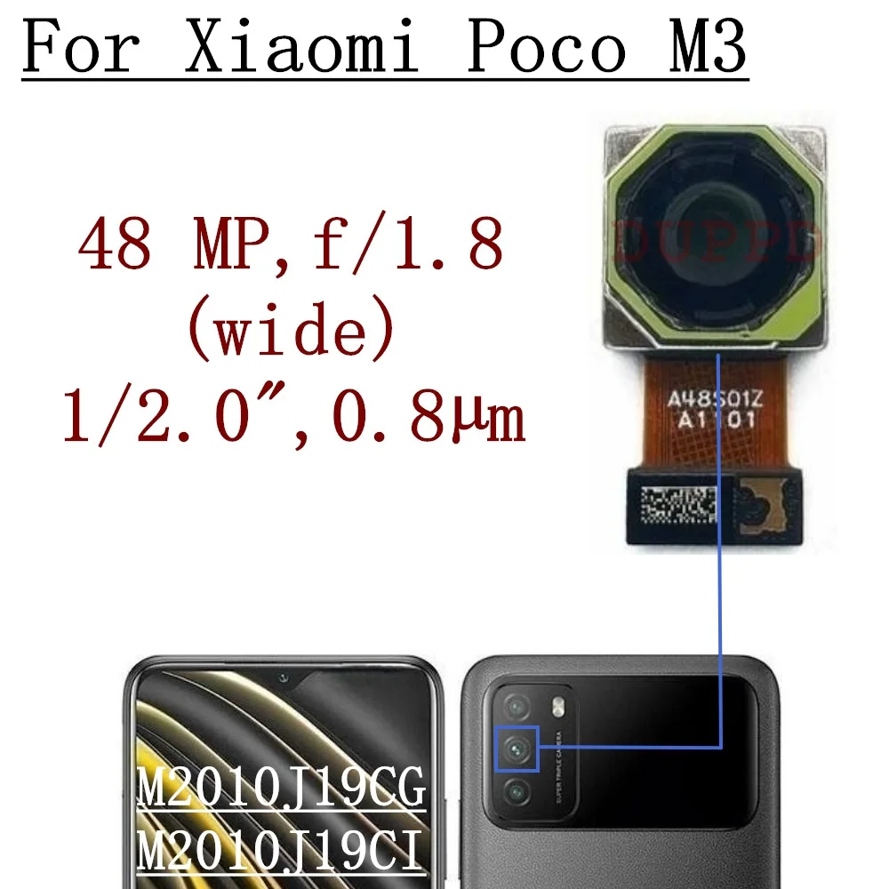 Front Back Camera For Xiaomi Mi Poco M3 M2010J19CG,M2010J19CI Frontal Backside Small Rear Selfie Camera Module Spare