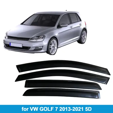 Window Visor for VW GOLF 7 2013-2021 5D Rain Guard Side Vent Deflector Weathershield Outside-Mount Tape On