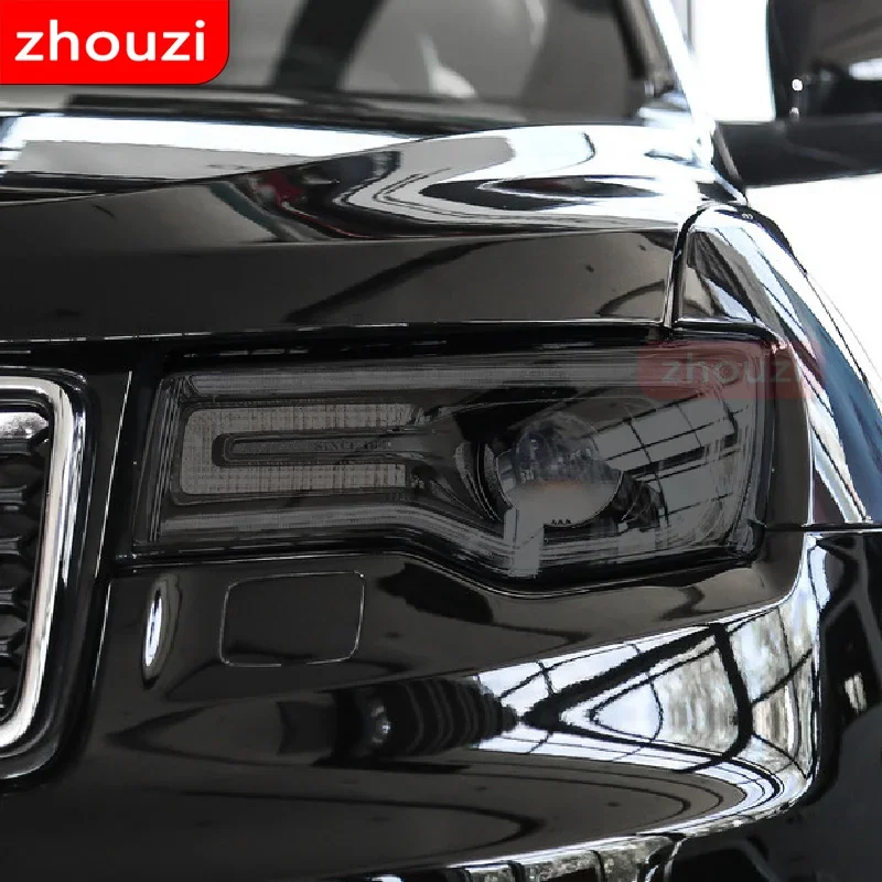 For Jeep Grand Cherokee WK2 2014-2020 Car Headlight Tint Black Protective Film Protection Transparent TPU Sticker 2 Pcs