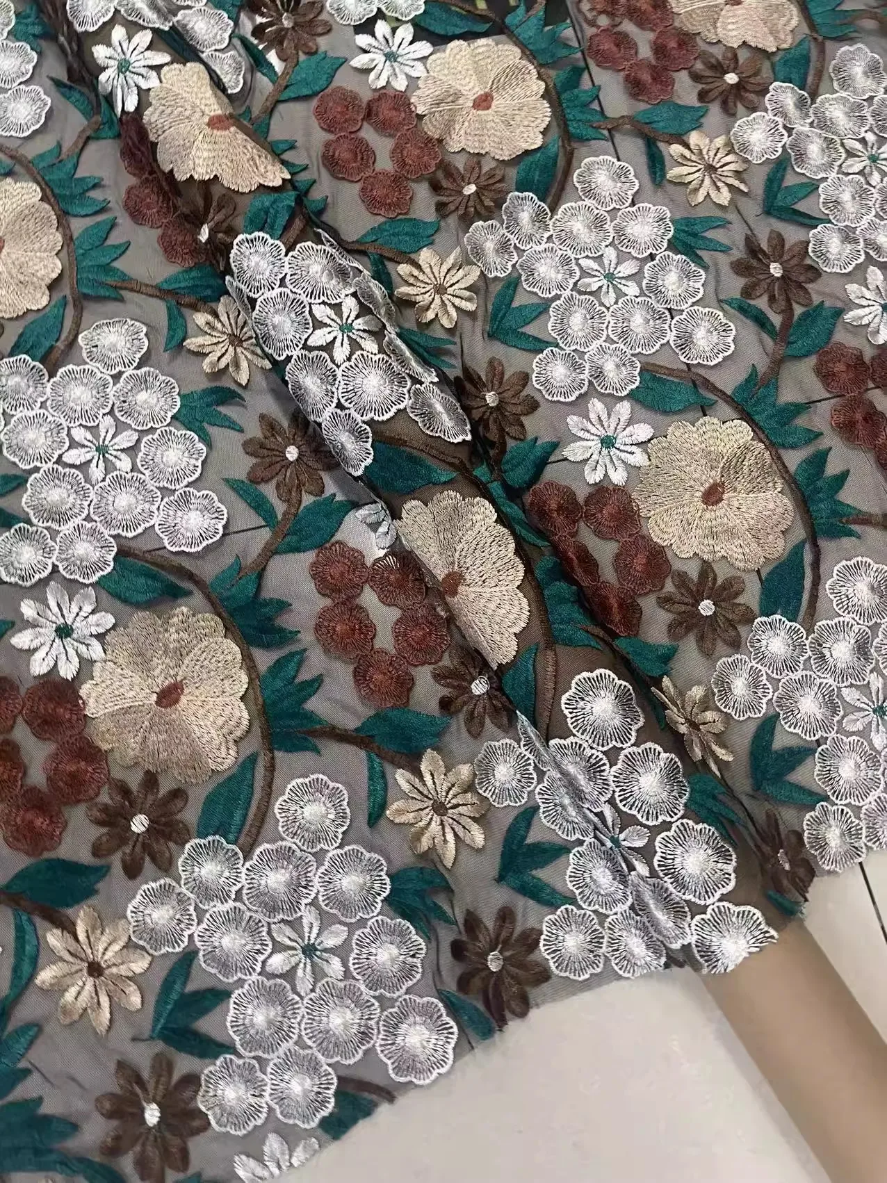 

1yard New soft mesh fabric Dahua Water soluble Heavy Industry Embroidery tela Wedding Dress cheongsam diy sewing fabric