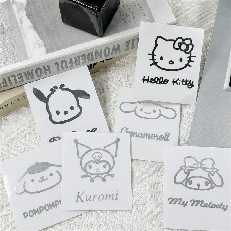 

6 шт., металлические наклейки Sanrio с героями мультфильмов, игрушки Cinnamoroll Kuromi My Melody, сделай сам, чашка для воды, скейтборд, мобильный телефон, декоративный подарок для детей