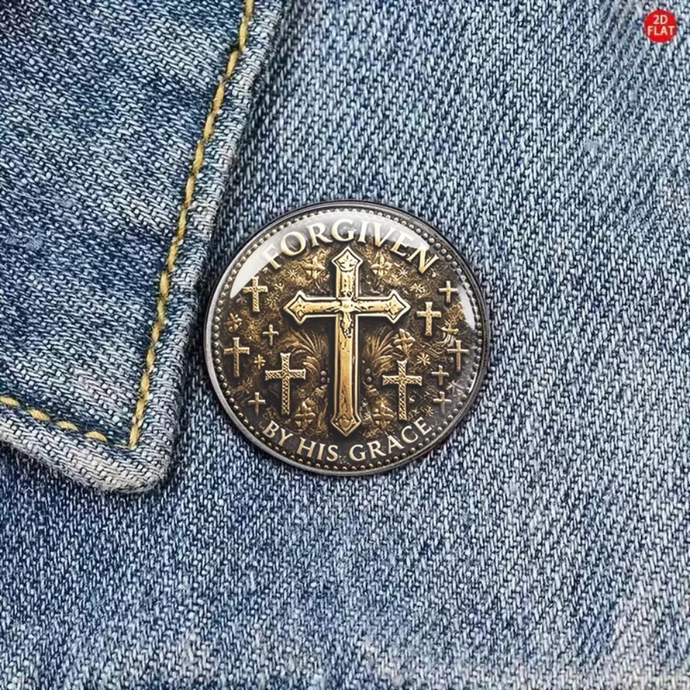 6-20Pcs 2D Flat Vintage Cross Lapel Pin, 