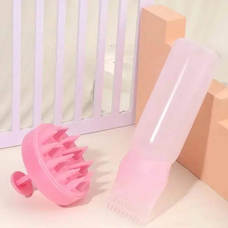 Silicone Shampoo Brush Scalp Massage Comb Hair Dye Oiling Bottle with Brush Salon Hair Styling Tool，Special for Real Hair Wigs image 4