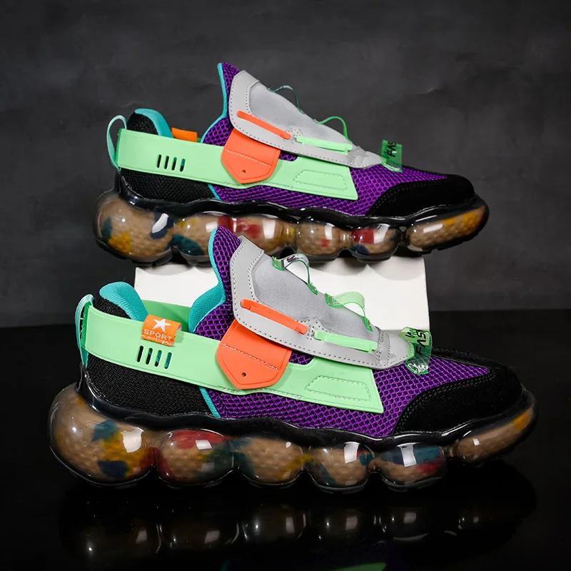 Men Popcorn Sole Running Shoes TPU Stabilizer Cushion Breathable Lightweight Couple Sport Sneakers